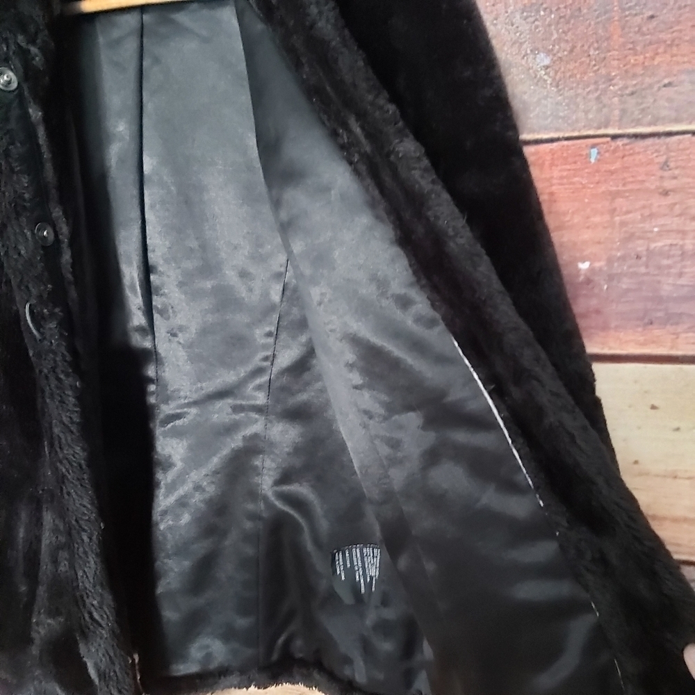 FAUX fur teddy coat black jacket San Francisco size small - Picture 7 of 9